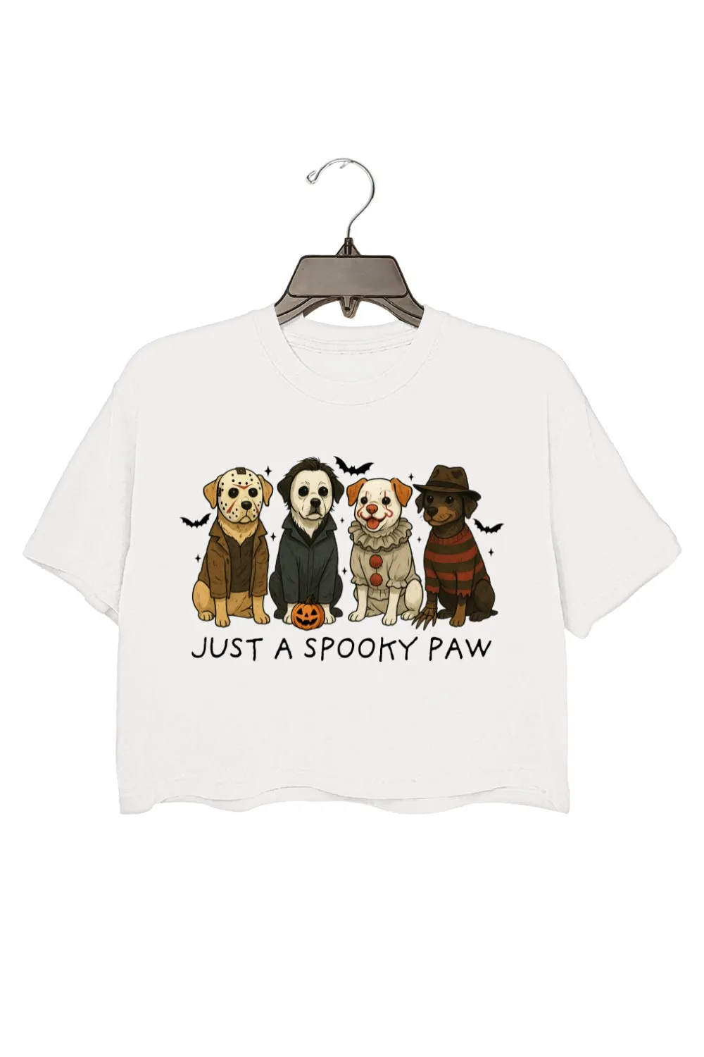 Just A Spooky Paw Halloween Dogs Crop Top For Women sold by Fancy Tees product image thumbnail 2
