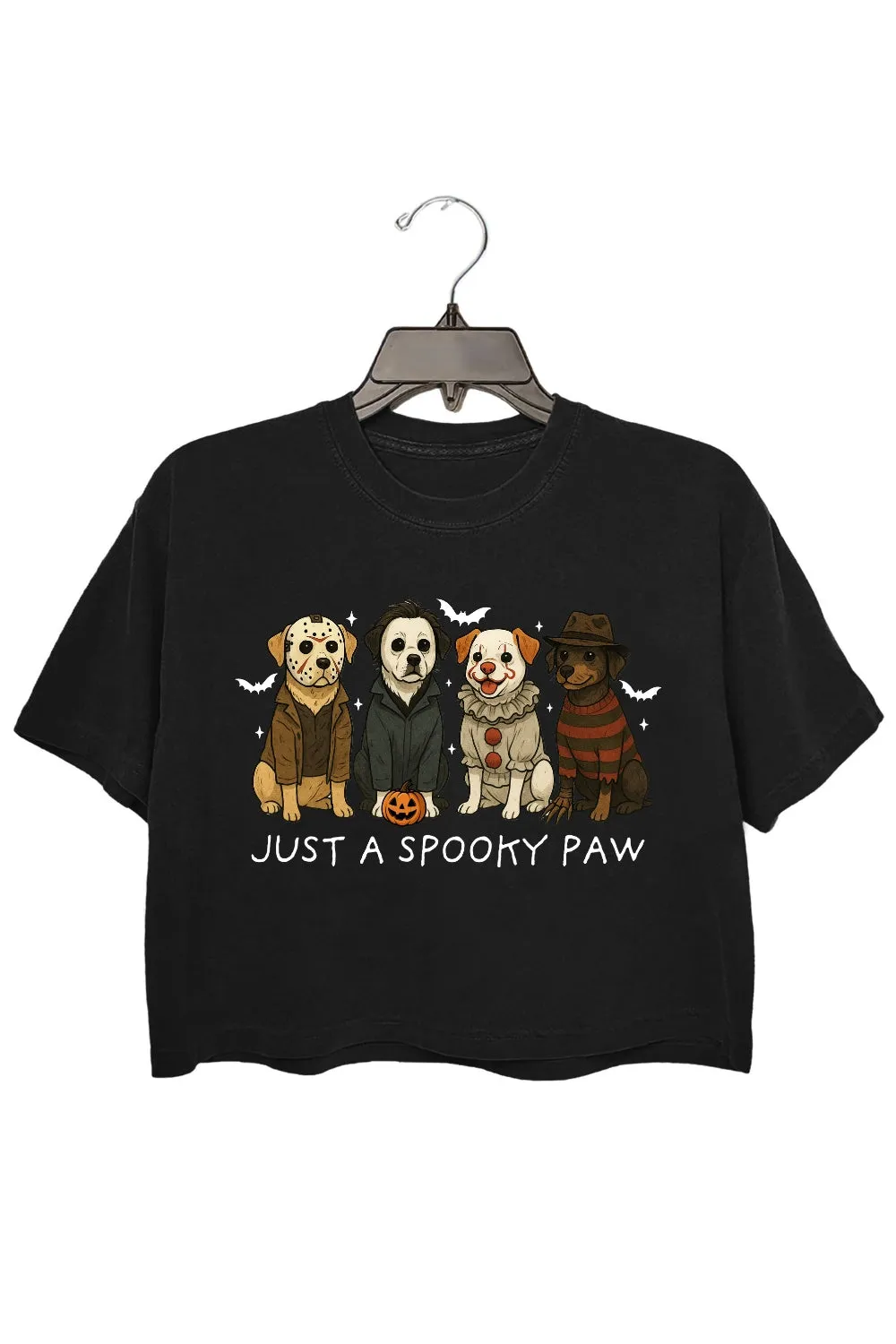 Just A Spooky Paw Halloween Dogs Crop Top For Women sold by Fancy Tees product image thumbnail 3