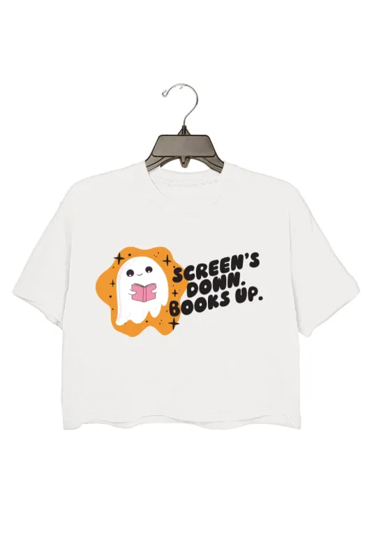 Screens Down Books Up Crop Top For Women sold by Fancy Tees