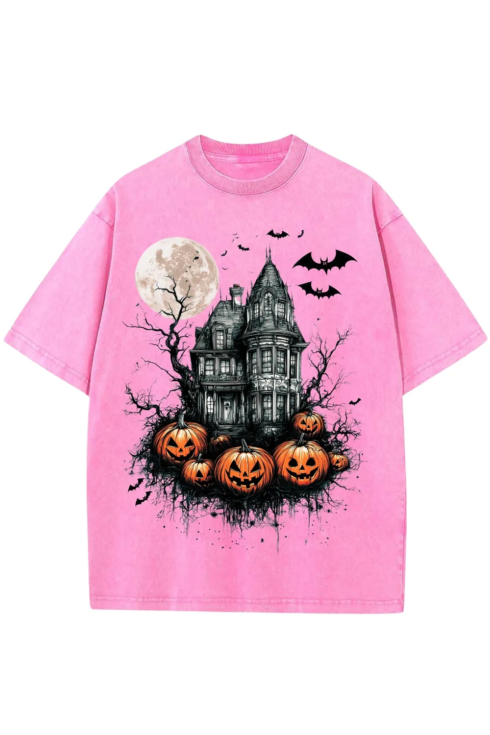 Vintage Halloween Scene Washed Tee sold by Fancy Tees product image thumbnail 4