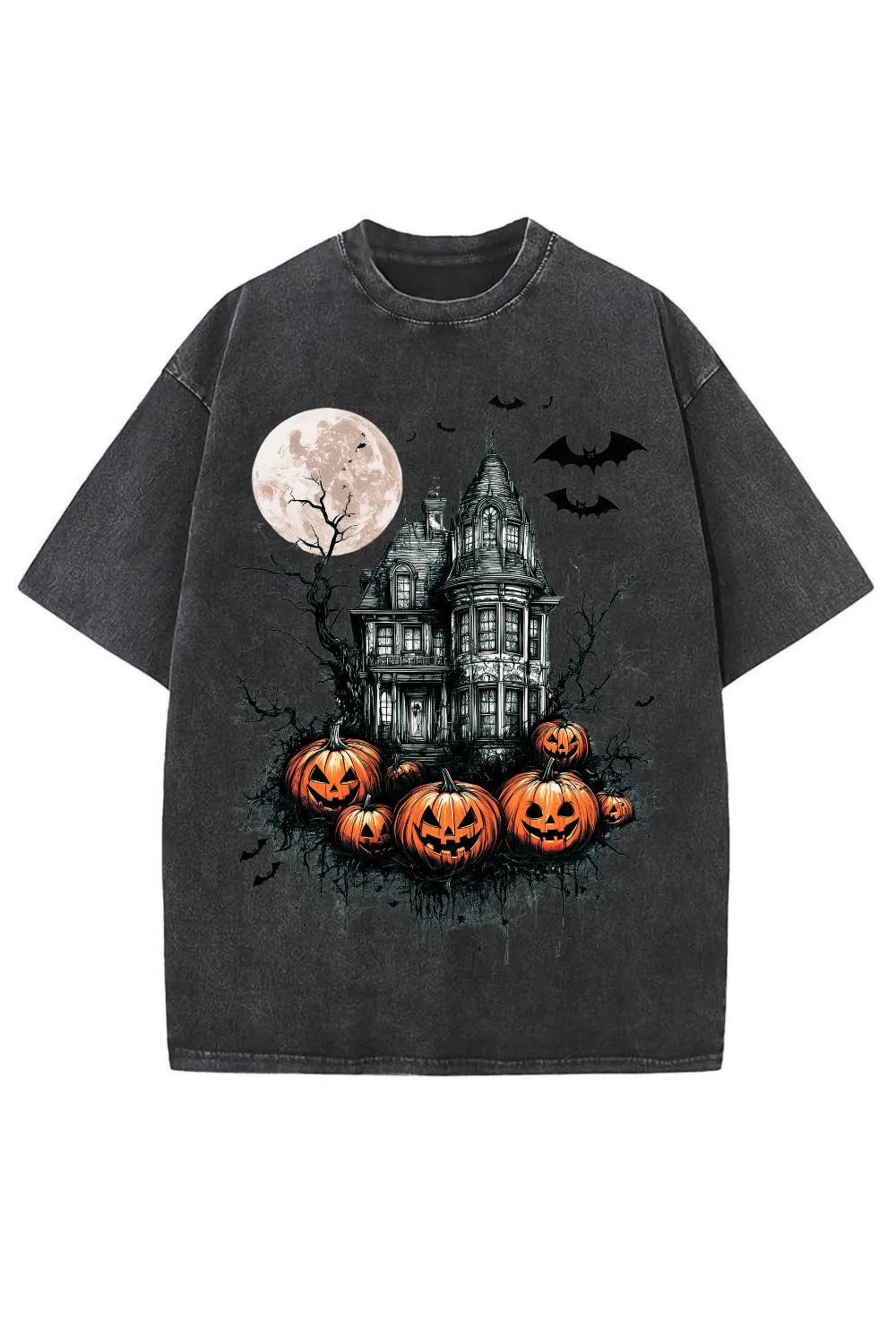 Vintage Halloween Scene Washed Tee sold by Fancy Tees product image thumbnail 2
