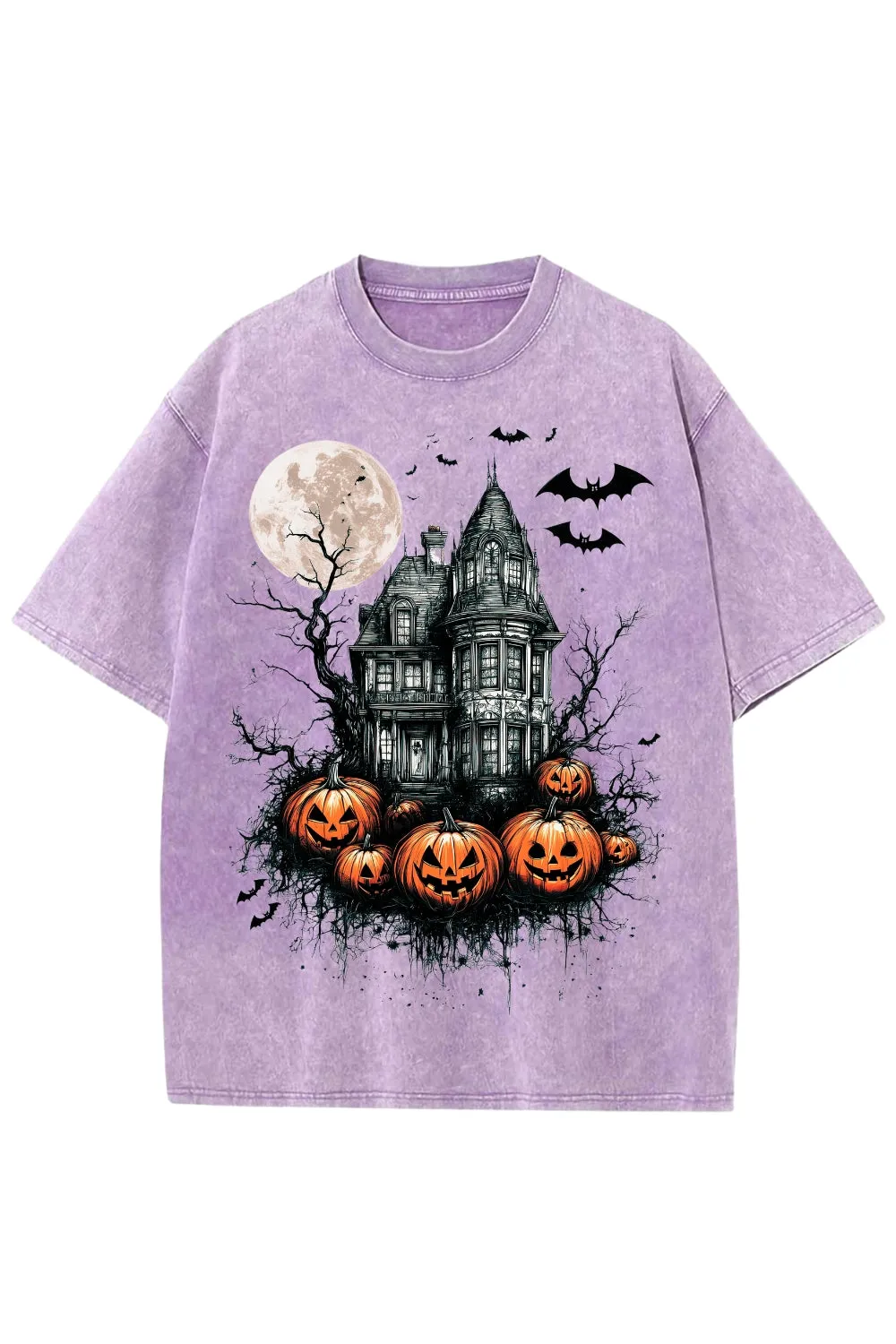 Vintage Halloween Scene Washed Tee sold by Fancy Tees product image thumbnail 3