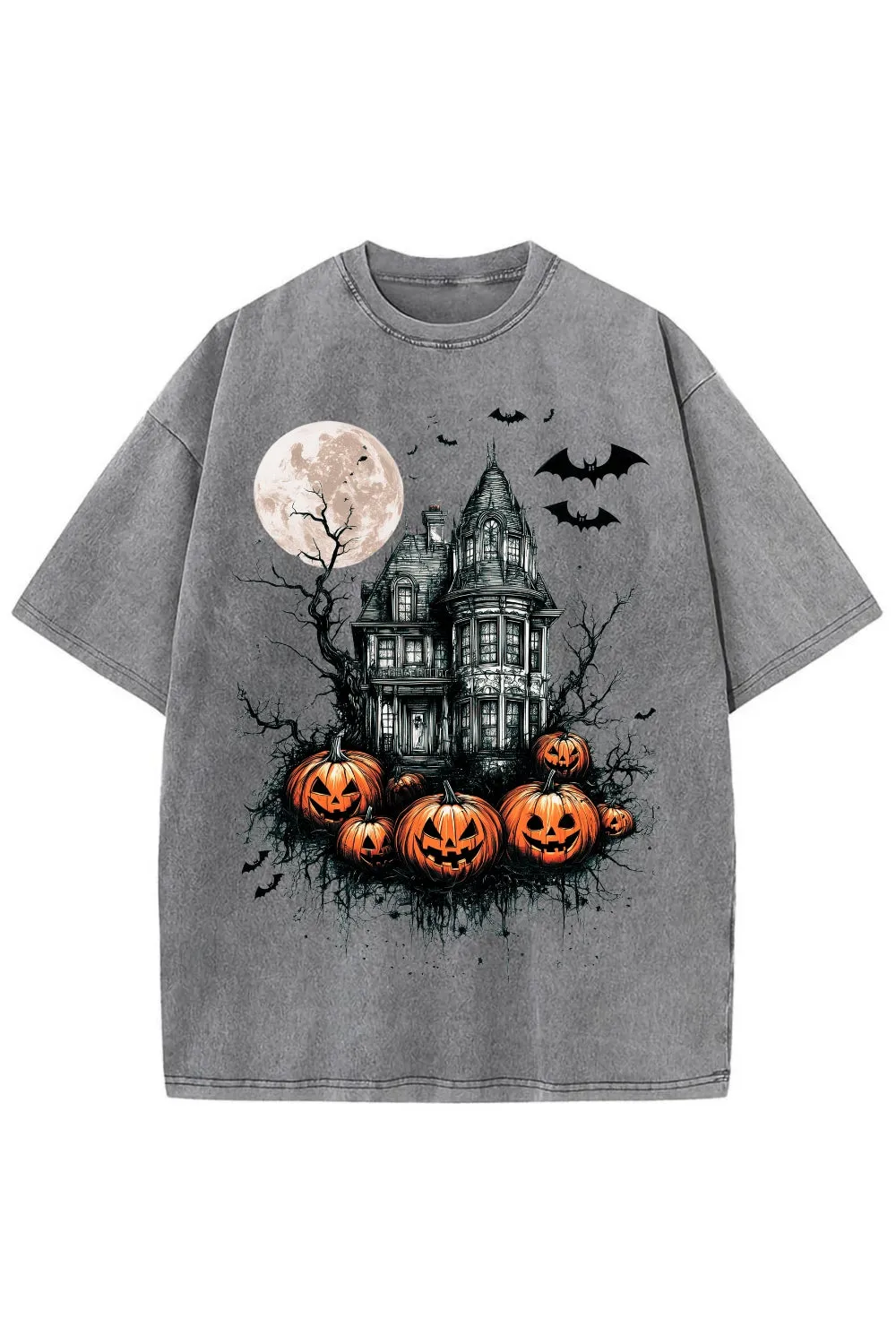 Vintage Halloween Scene Washed Tee sold by Fancy Tees