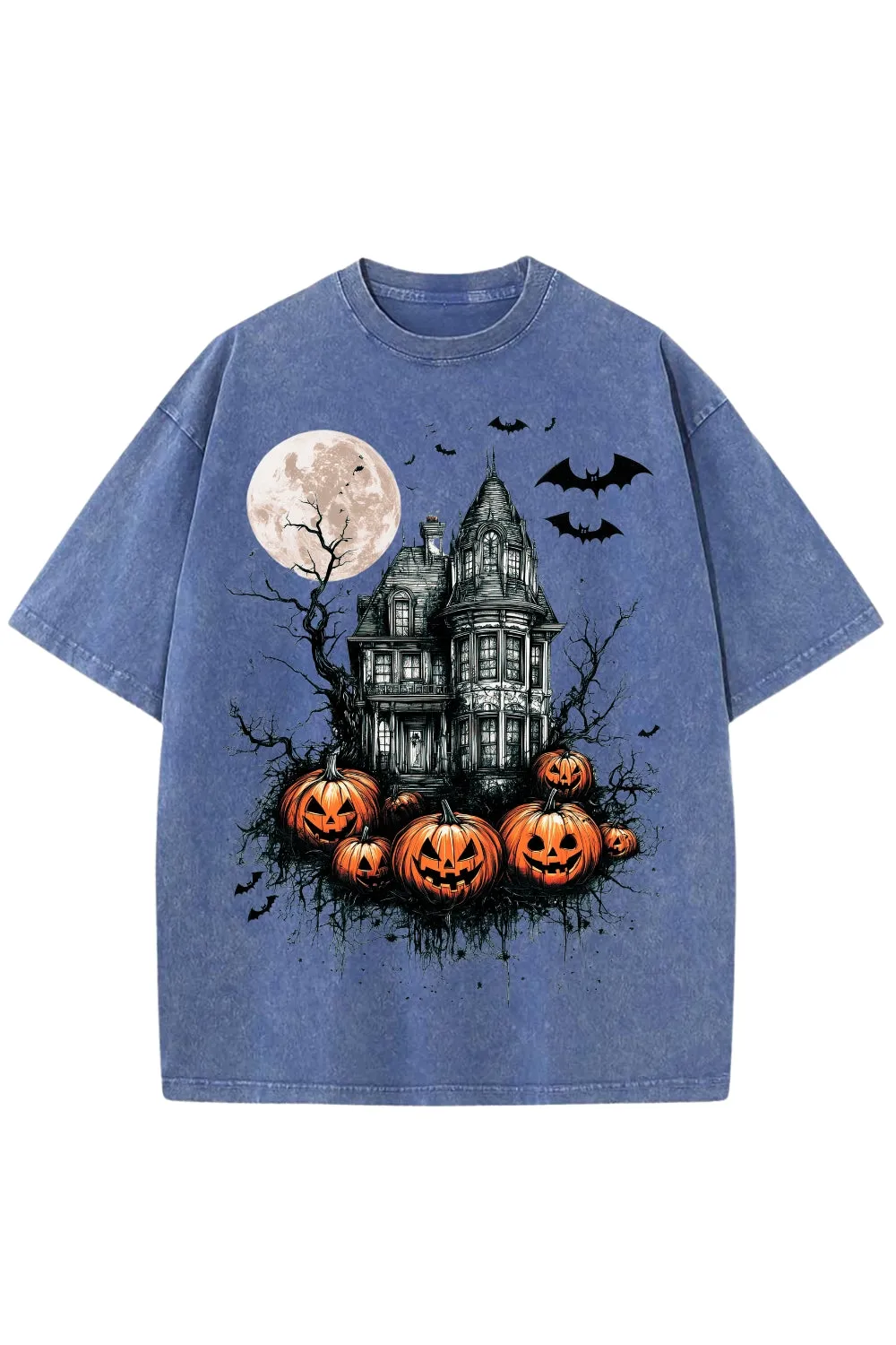 Vintage Halloween Scene Washed Tee sold by Fancy Tees product image thumbnail 5