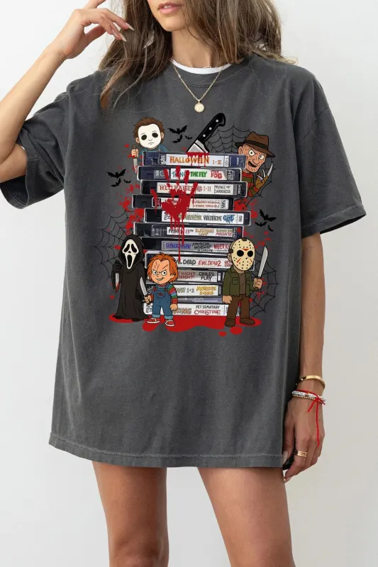 Retro Scary Movie Characters VHS Tee For Women sold by Fancy Tees