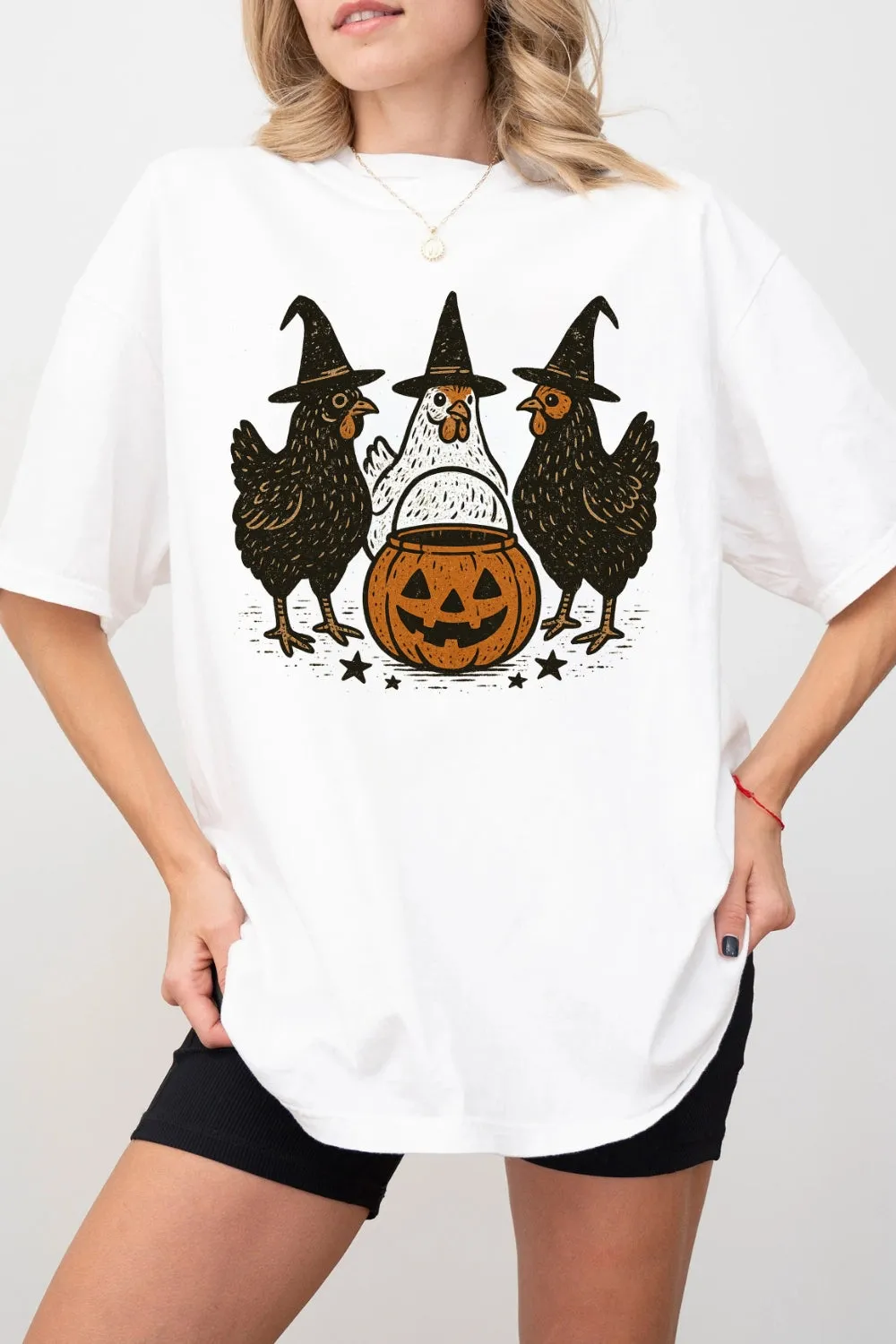 Retro Pumpkin Chicken Fall Tee For Women sold by Fancy Tees product image thumbnail 2