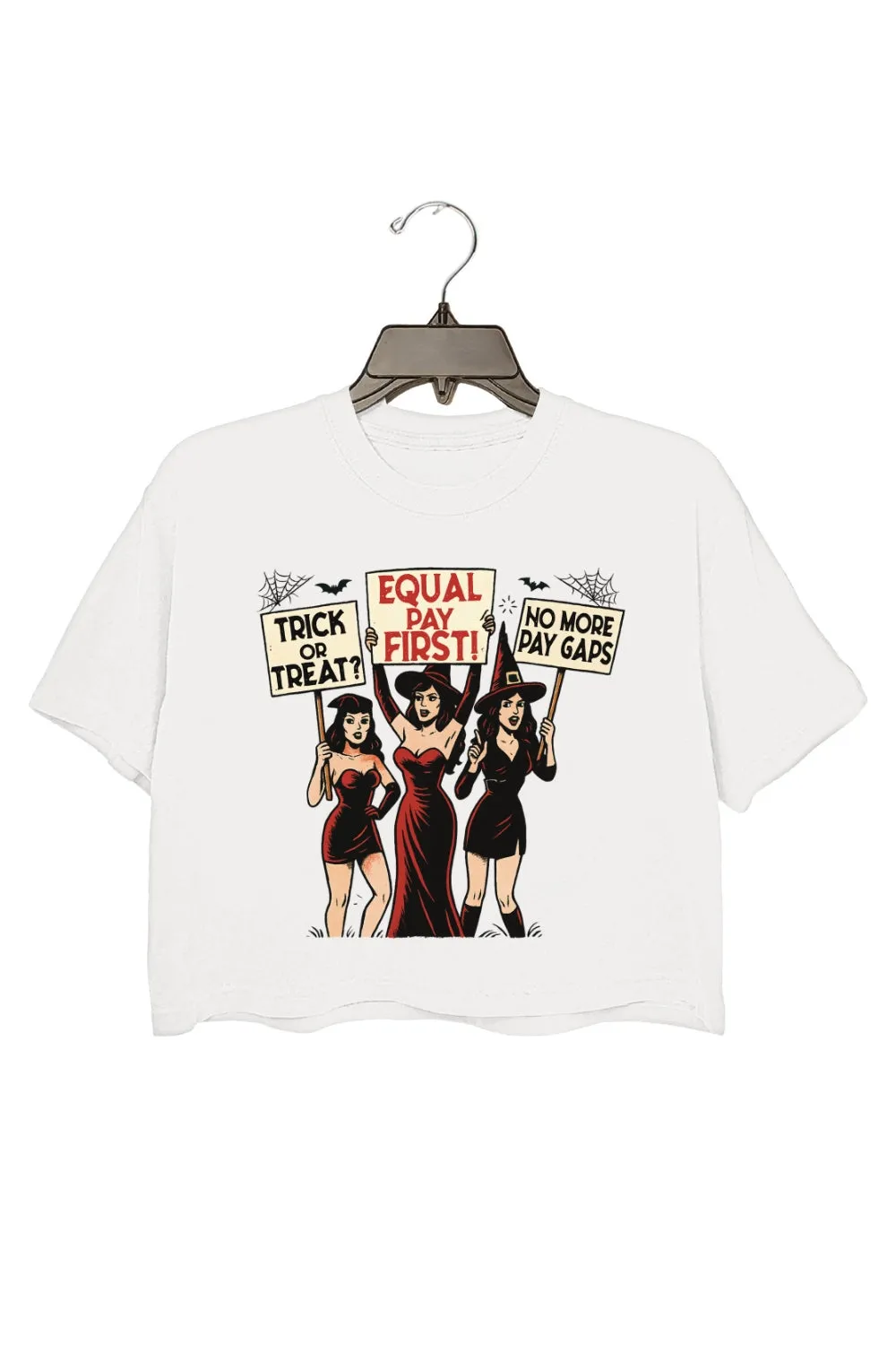 Retro Witch Protest Feminist Halloween Crop Top For Women sold by Fancy Tees product image thumbnail 2