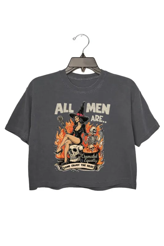 All Men Are... Feminist Witch Crop Top For Women made by Fancy Tees