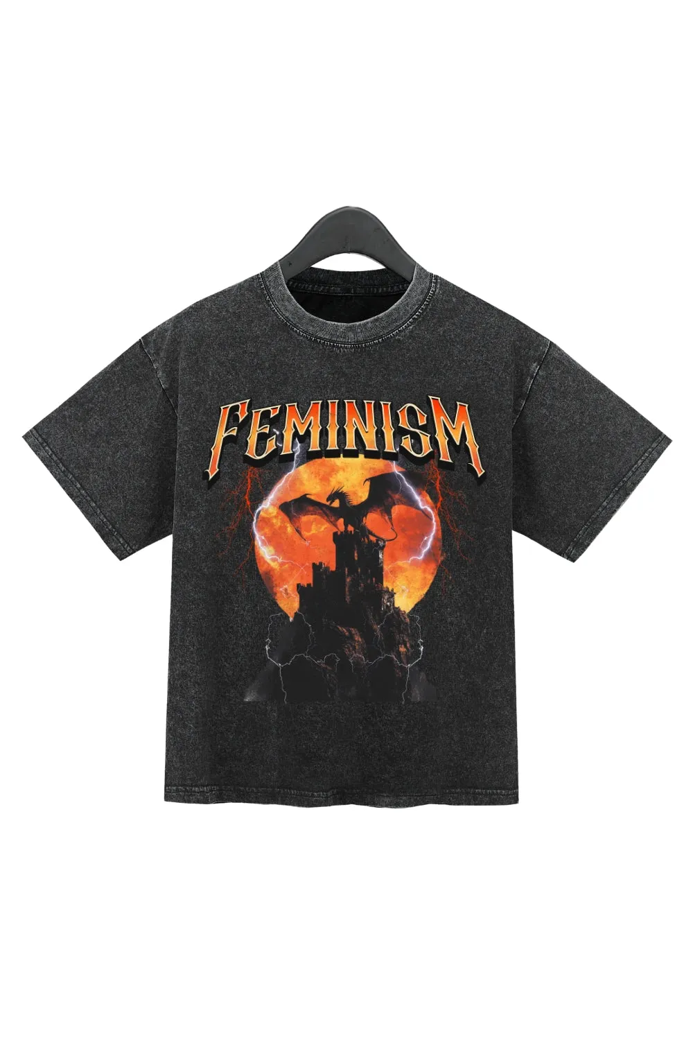 Vintage 90s Feminism Dragon Washed Crop Top For Women sold by Fancy Tees