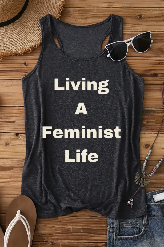 Living A Feminist Life Tank Top For Women sold by Fancy Tees