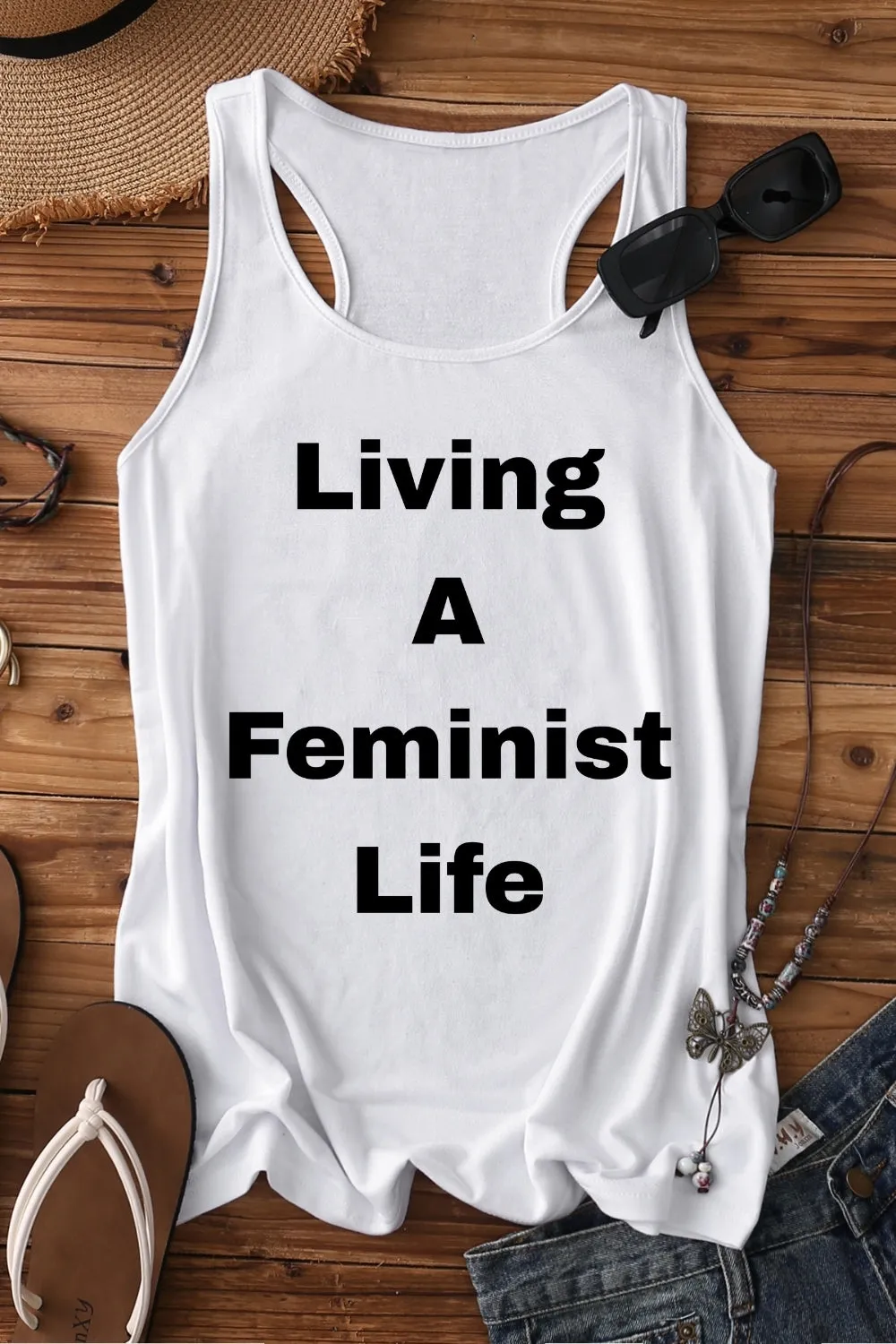 Living A Feminist Life Tank Top For Women sold by Fancy Tees product image thumbnail 2
