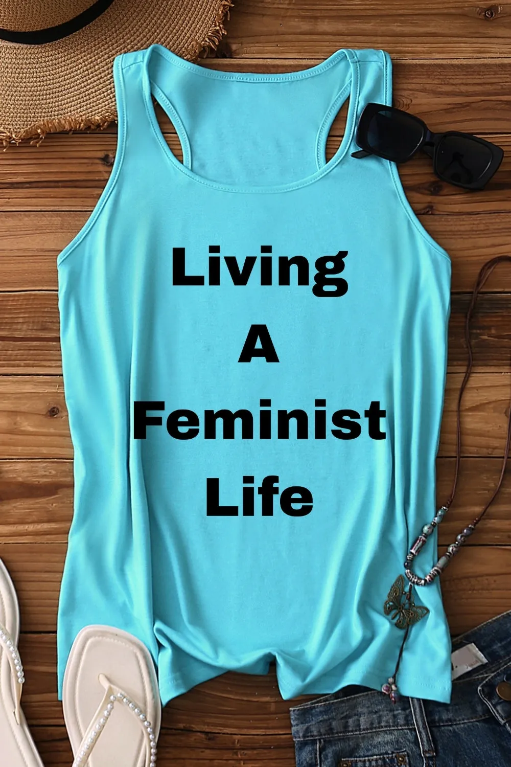 Living A Feminist Life Tank Top For Women sold by Fancy Tees product image thumbnail 3
