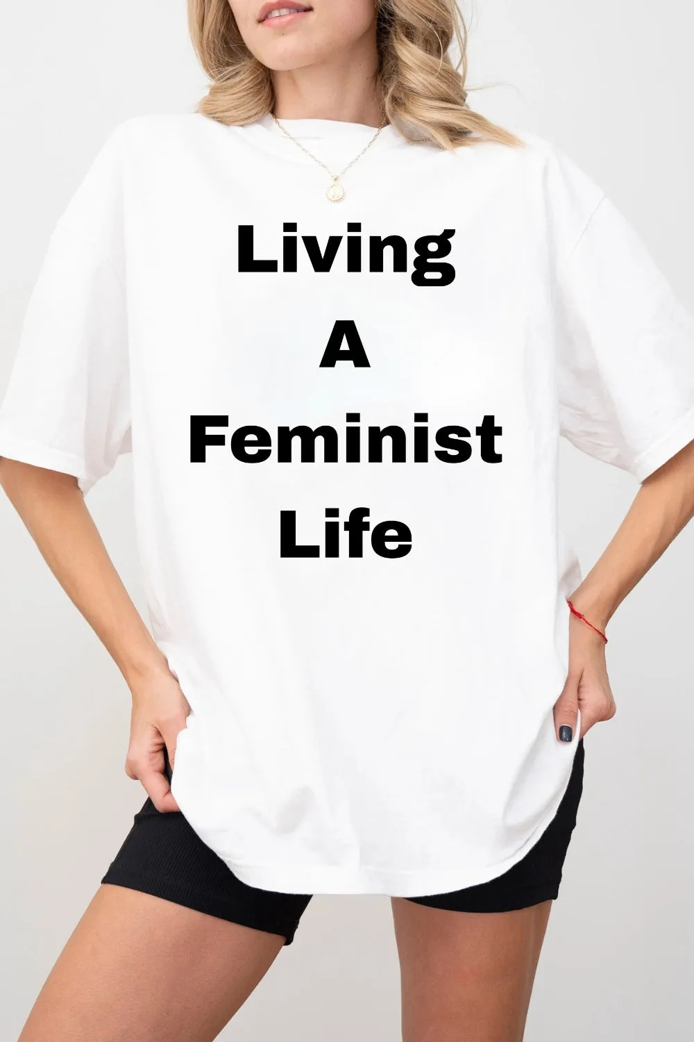 Living A Feminist Life Tee For Women sold by Fancy Tees product image thumbnail 2