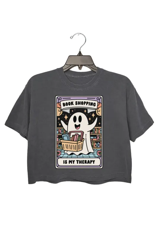 Book Shopping Is My Therapy Crop Top For Women sold by Fancy Tees
