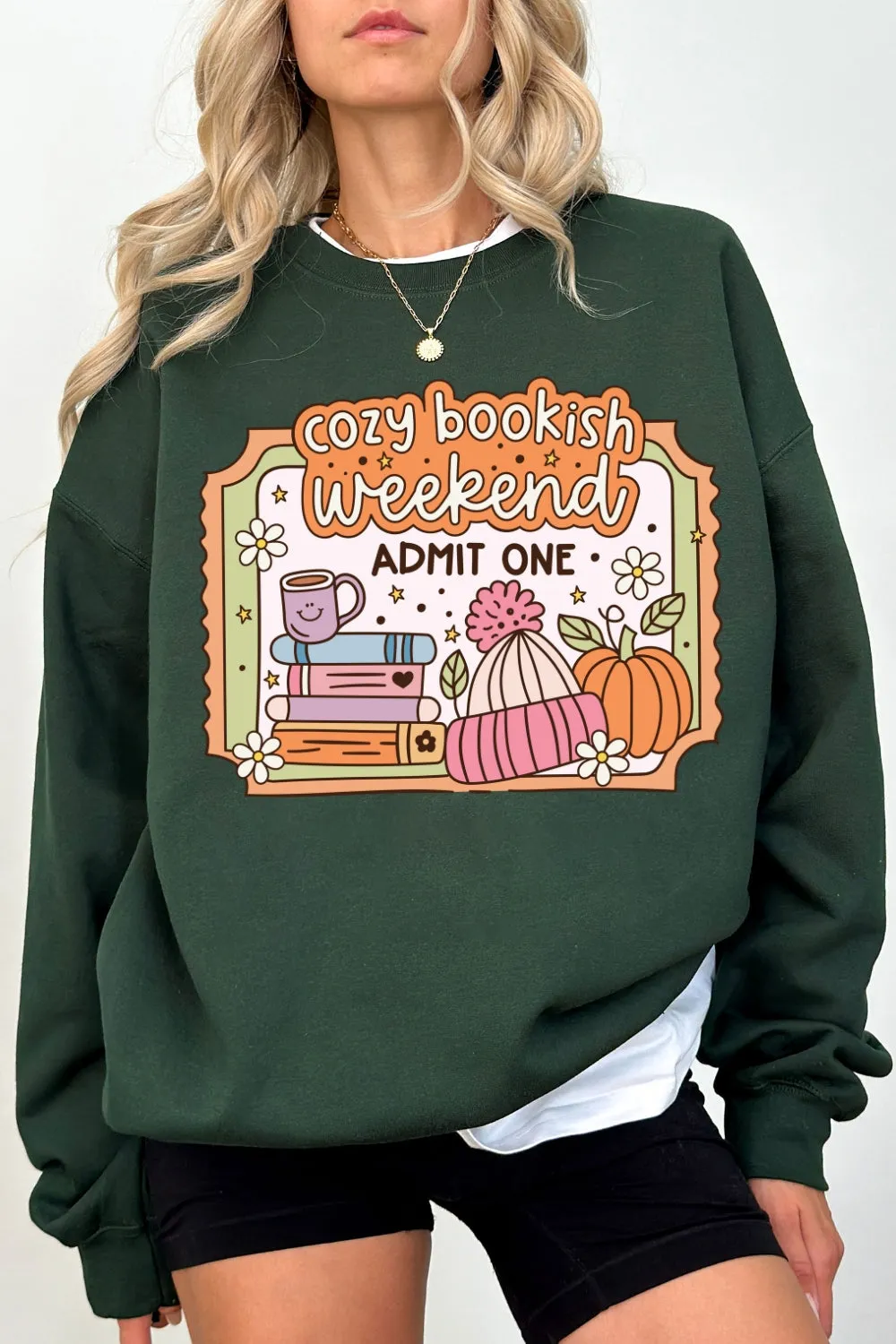 Cozy Bookish Weekend Sweatshirt For Women sold by Fancy Tees product image thumbnail 3