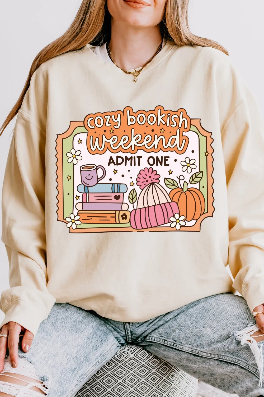 Cozy Bookish Weekend Sweatshirt For Women sold by Fancy Tees product image thumbnail 2