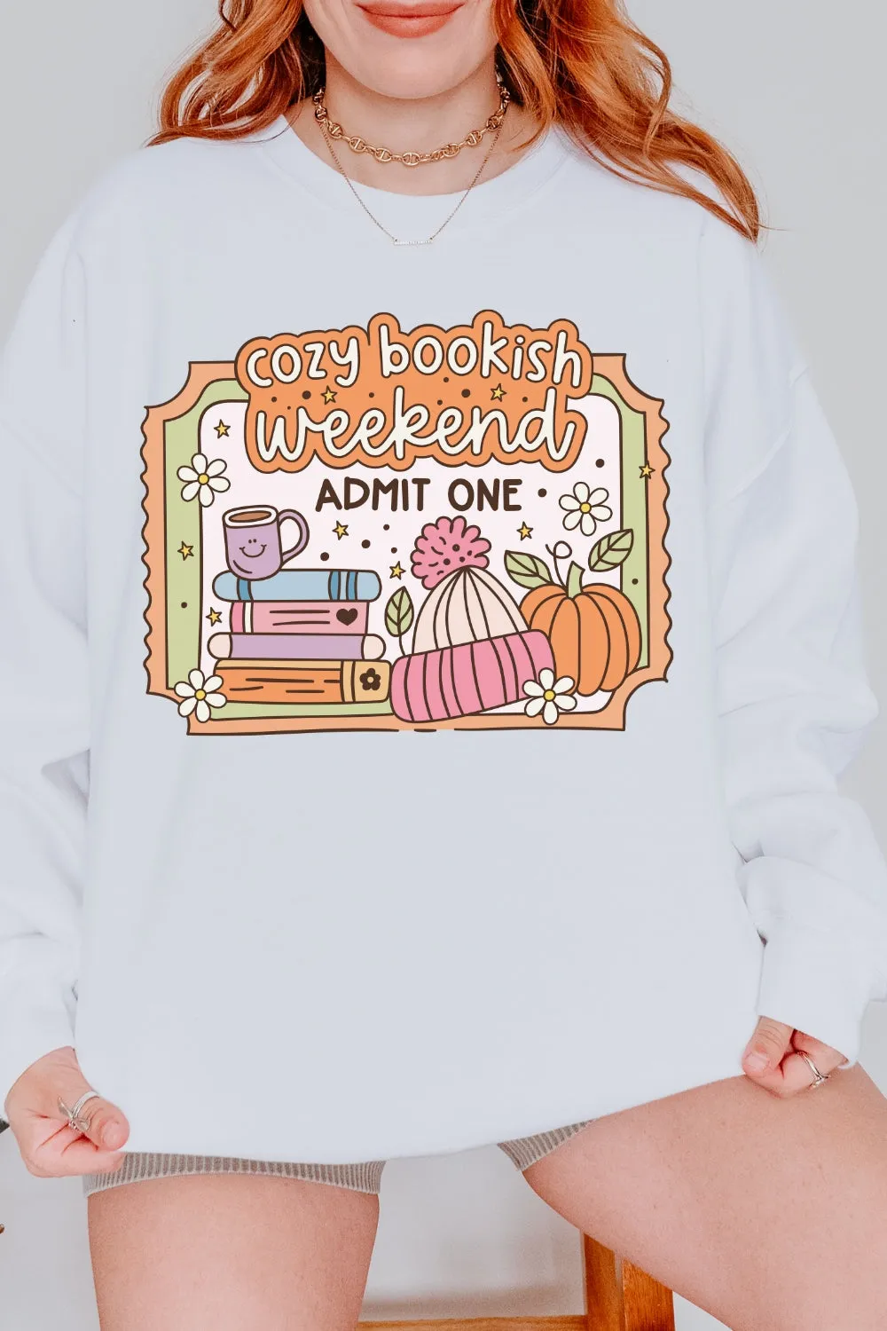 Cozy Bookish Weekend Sweatshirt For Women sold by Fancy Tees product image thumbnail 5