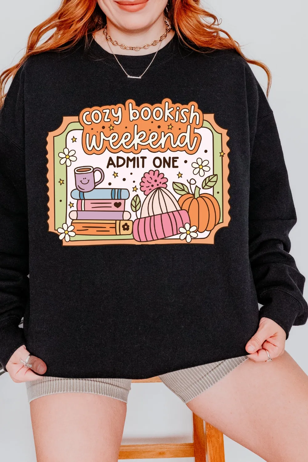 Cozy Bookish Weekend Sweatshirt For Women sold by Fancy Tees product image thumbnail 4