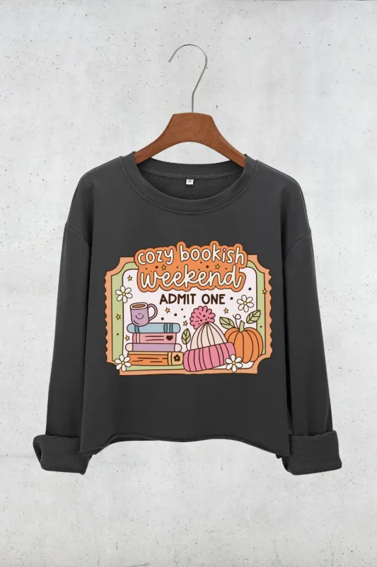 Cozy Bookish Weekend Crop Sweatshirt For Women sold by Fancy Tees