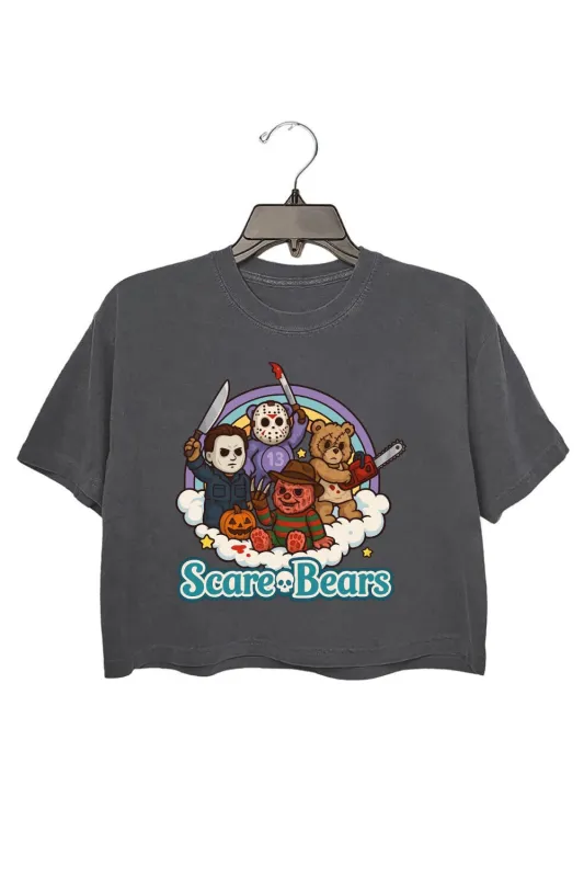 Scare Bears Funny Halloween Horror Crop Top For Women sold by Fancy Tees
