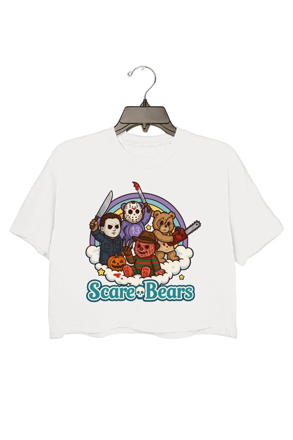 Scare Bears Funny Halloween Horror Crop Top For Women sold by Fancy Tees product image thumbnail 2