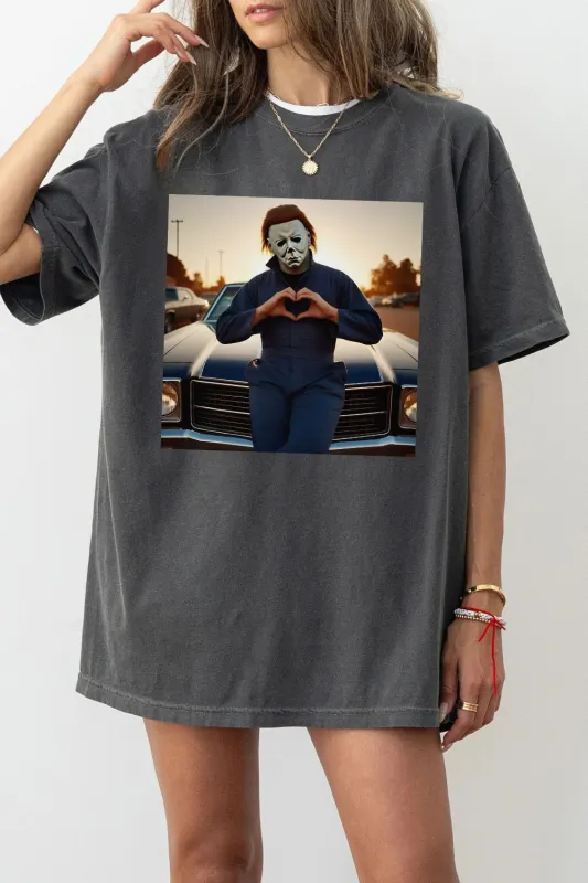 Retro Meyers Halloween Heart Hands Album Tee For Women sold by Fancy Tees
