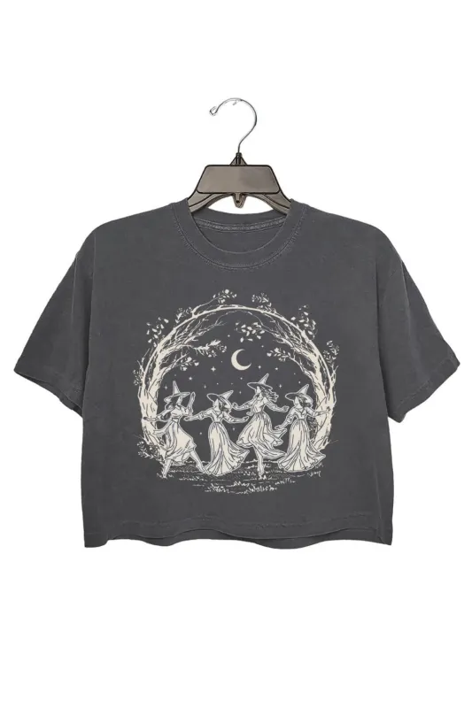 Girly Halloween Witchy Vibes Crop Top For Women sold by Fancy Tees