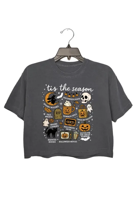 Tis The Season Spooky Halloween Icons Crop Top For Women sold by Fancy Tees