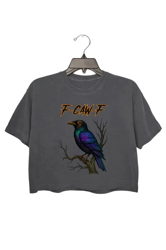 F-Caw-F Crow Moonlight Raven Art Crop Top For Women sold by Fancy Tees