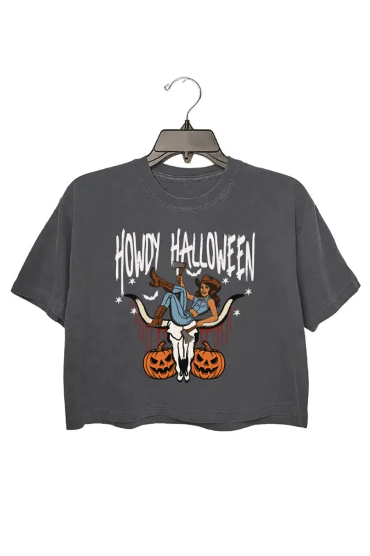 Howdy Halloween Cowgirl Western Crop Top For Women sold by Fancy Tees