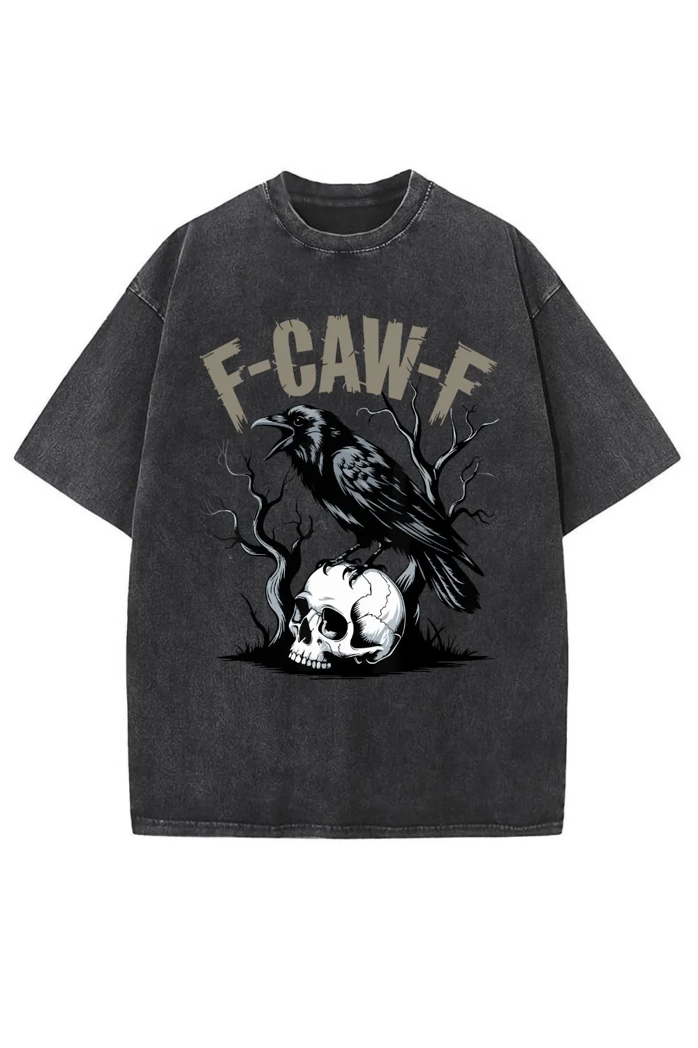 F-Caw-F Gothic Crow Washed Tee sold by Fancy Tees product image thumbnail 2
