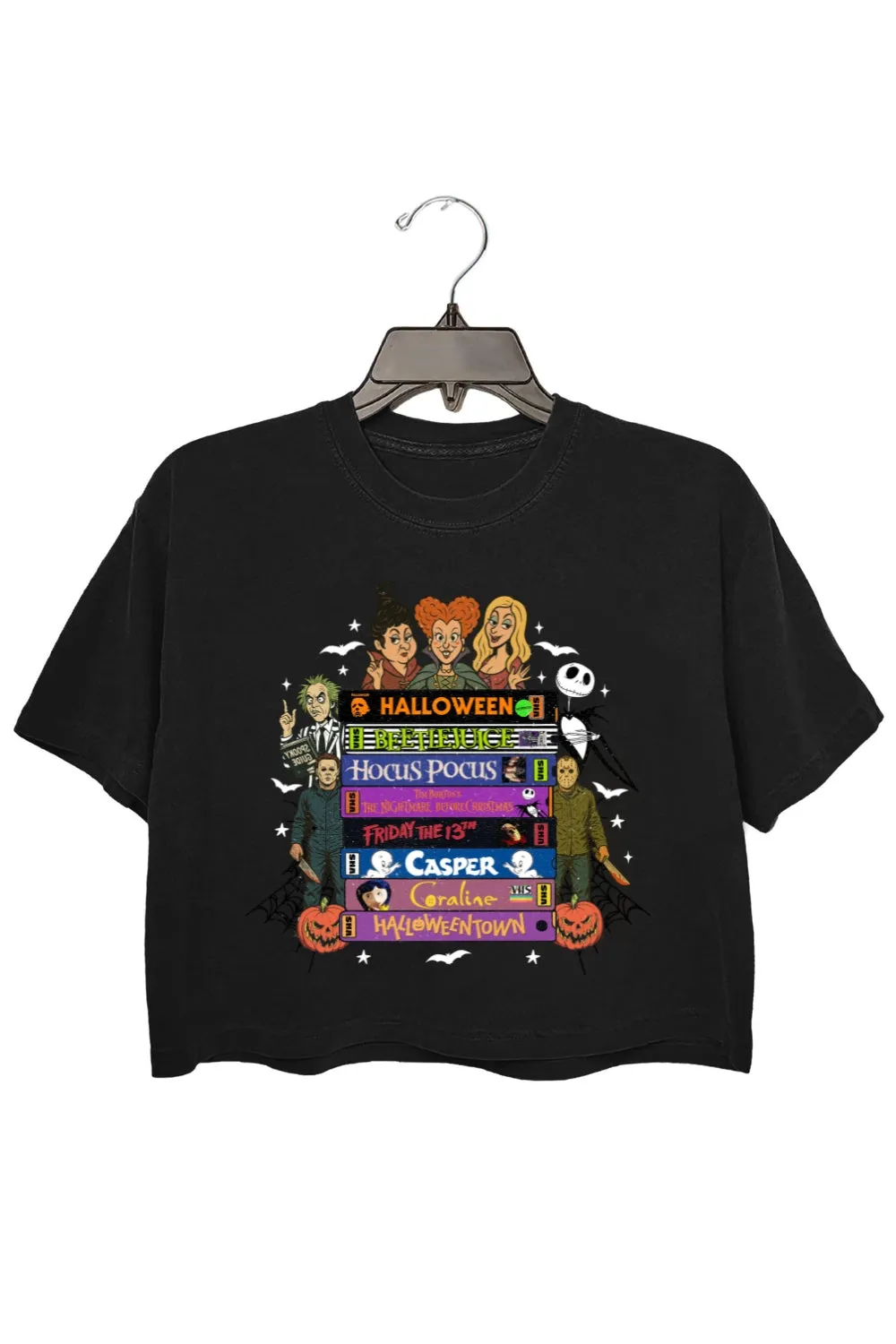 90s Style Retro Halloween Movies VHS Crop Top For Women sold by Fancy Tees product image thumbnail 3