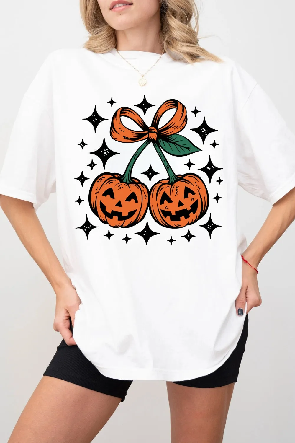 Retro Pumpkin Cherries Halloween Tee For Women sold by Fancy Tees