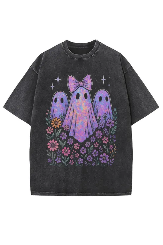 Iridescent Ghost Coquette Halloween Vintage Washed Tee sold by Fancy Tees
