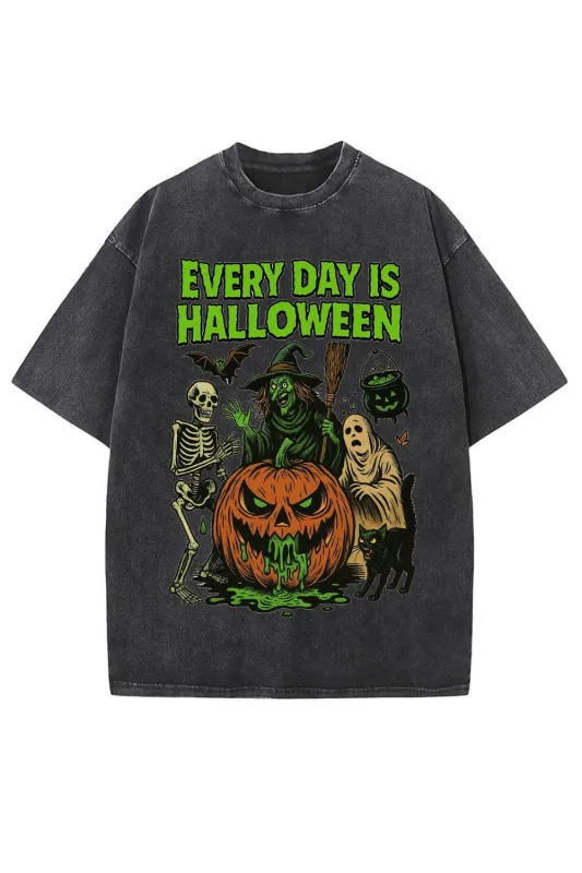 Every Day Is Halloween Spooky Vintage Washed Tee made by Fancy Tees