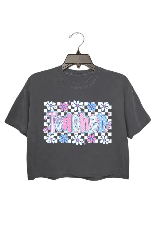 Preppy Floral Teacher Crop Top For Women sold by Fancy Tees