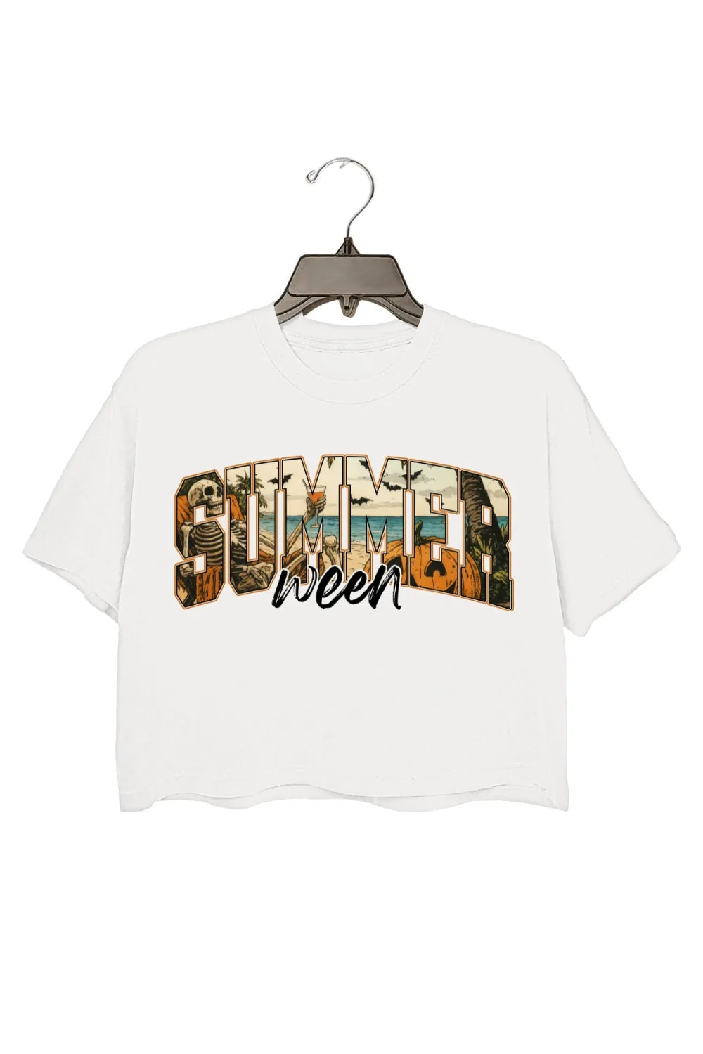Summerween Horror Beach Vibes Crop Top For Women sold by Fancy Tees product image thumbnail 2
