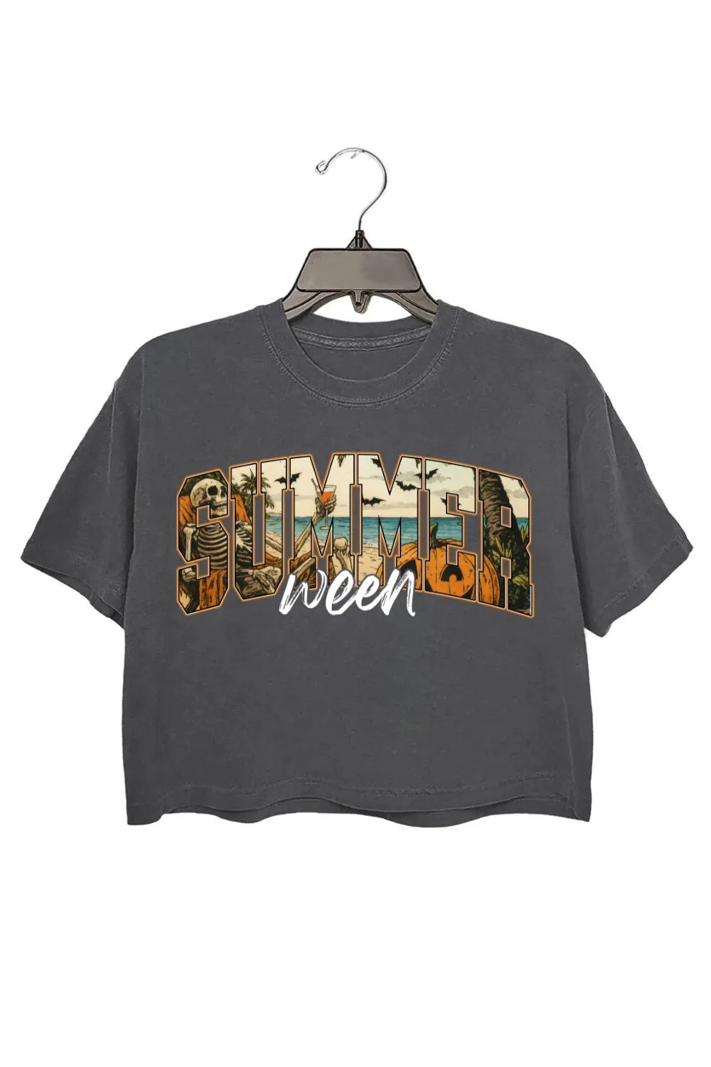 Summerween Horror Beach Vibes Crop Top For Women sold by Fancy Tees