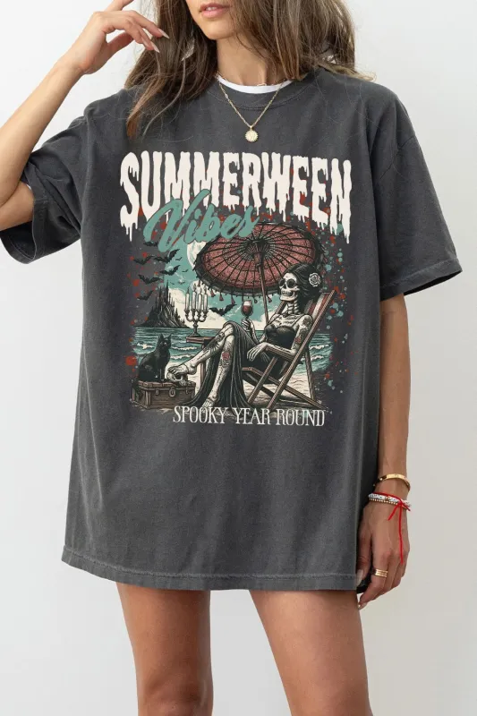 Summerween Vibes Spooky Year Round Tee For Women sold by Fancy Tees