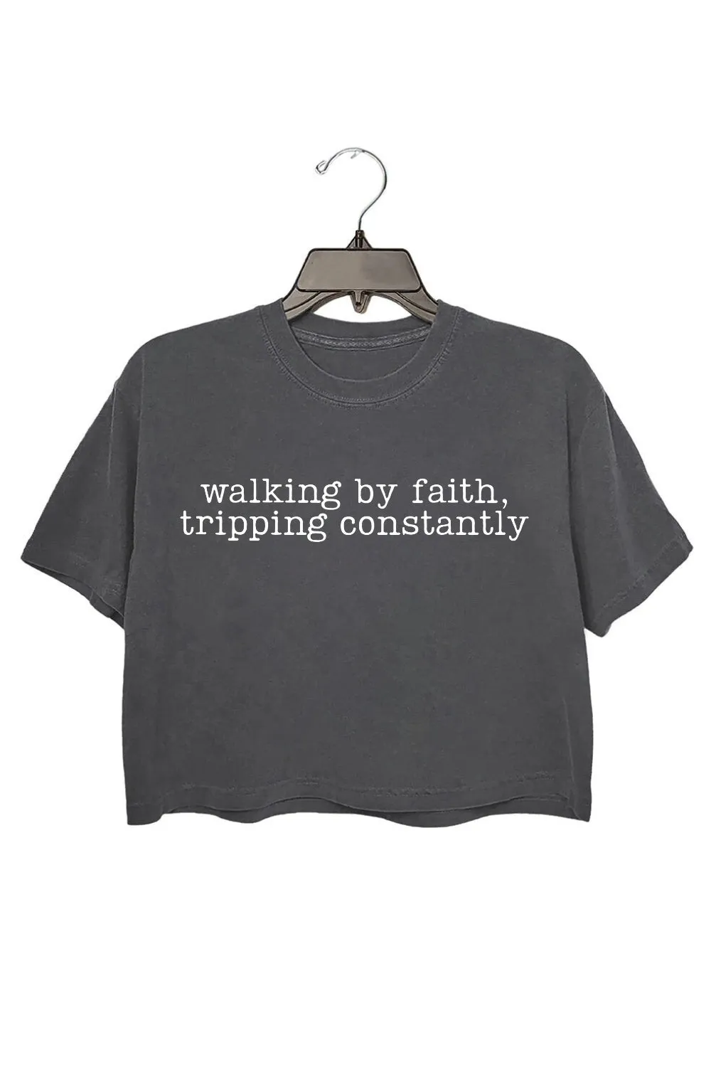 Walking By Faith Tripping Constantly Crop Top For Women sold by Fancy Tees