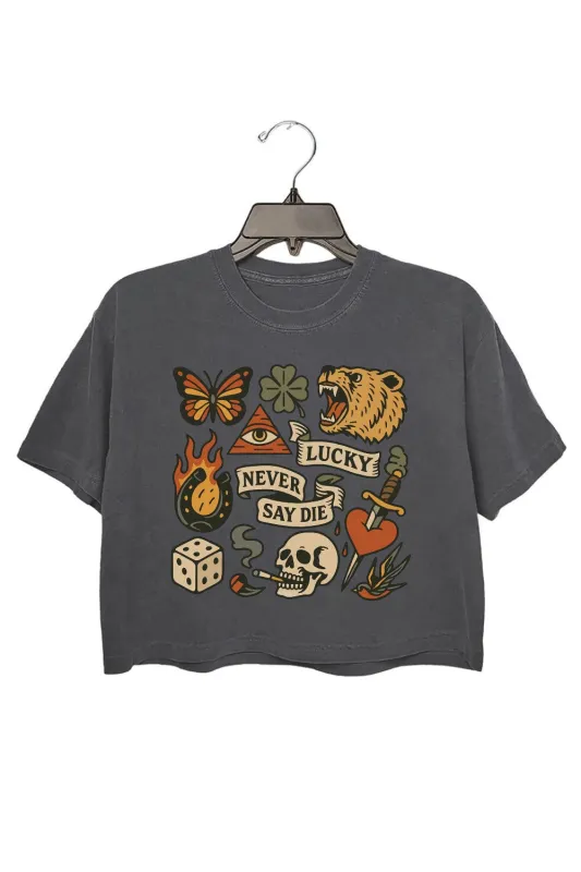 Vintage Western Lucky Never Say Die Crop Top For Women sold by Fancy Tees