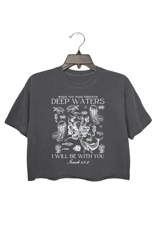 When You Go Through Deep Waters Christian Ocean Animal Crop Top For Women sold by Fancy Tees