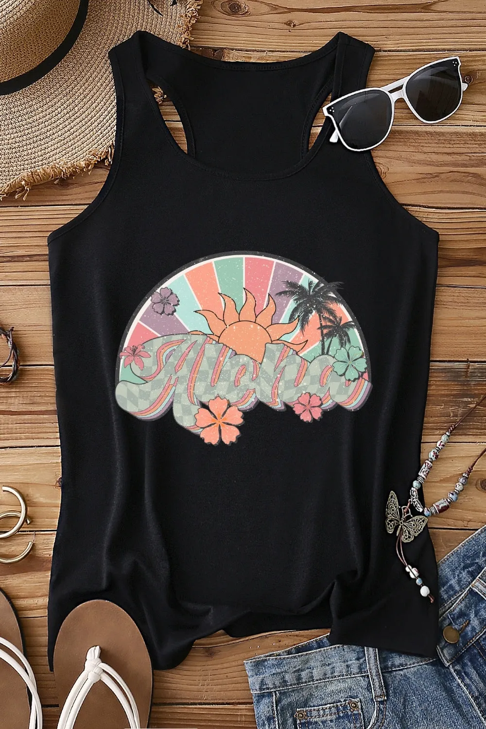 Aloha Hawaii Floral Tank Top For Women sold by Fancy Tees product image thumbnail 3