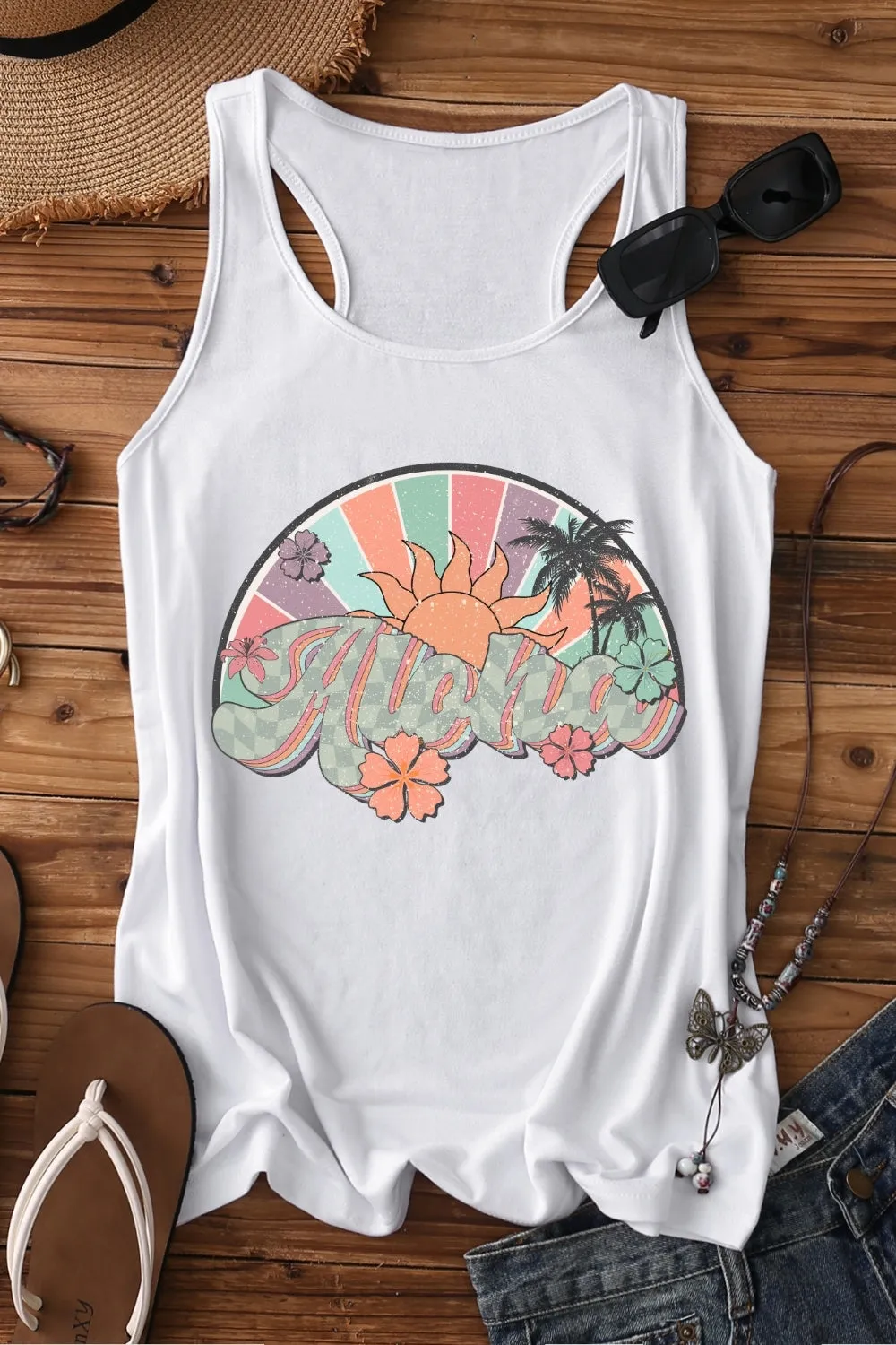 Aloha Hawaii Floral Tank Top For Women sold by Fancy Tees product image thumbnail 2