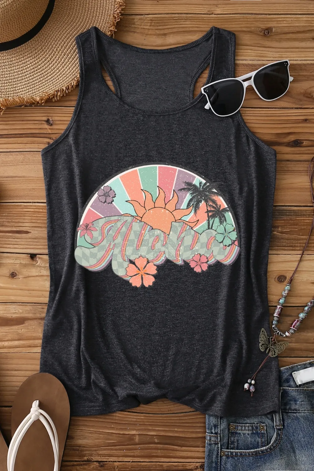 Aloha Hawaii Floral Tank Top For Women sold by Fancy Tees