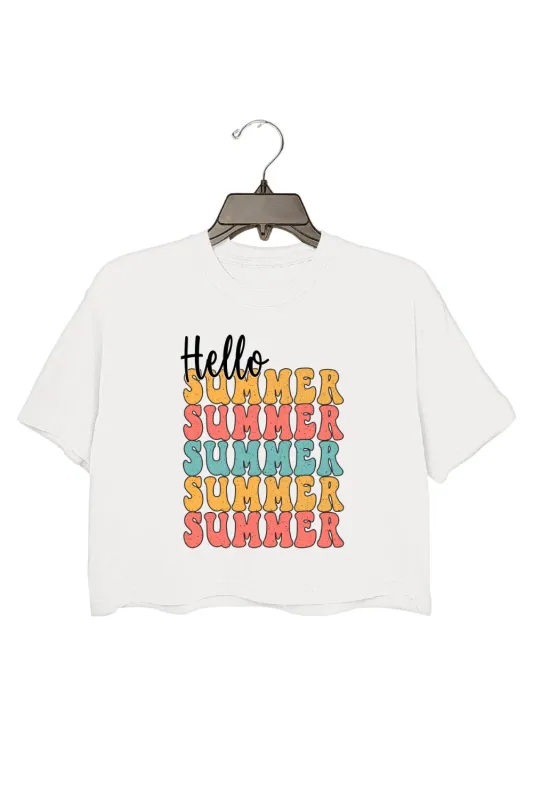 Hello Summer Letters Crop Top For Women sold by Fancy Tees