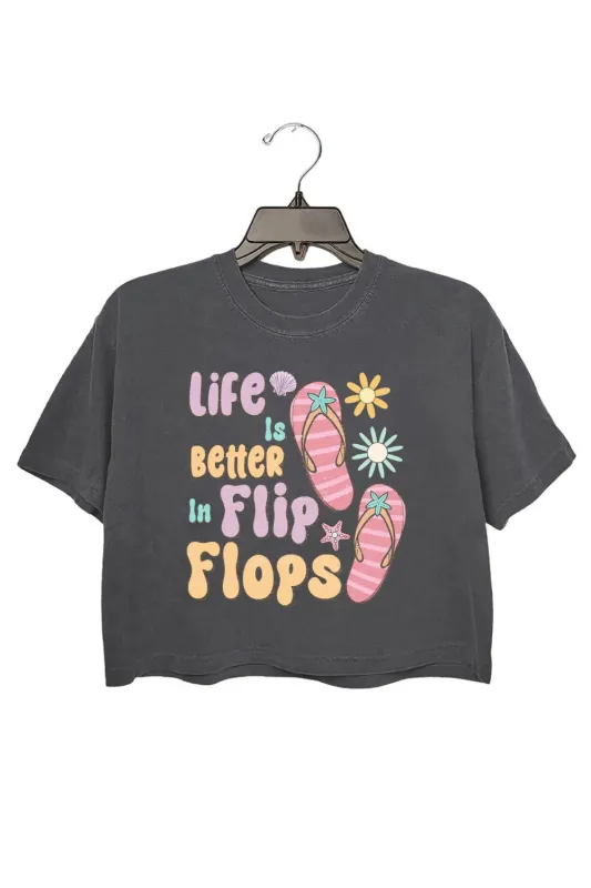 Life Is Better In Flip Flops Crop Top For Women sold by Fancy Tees