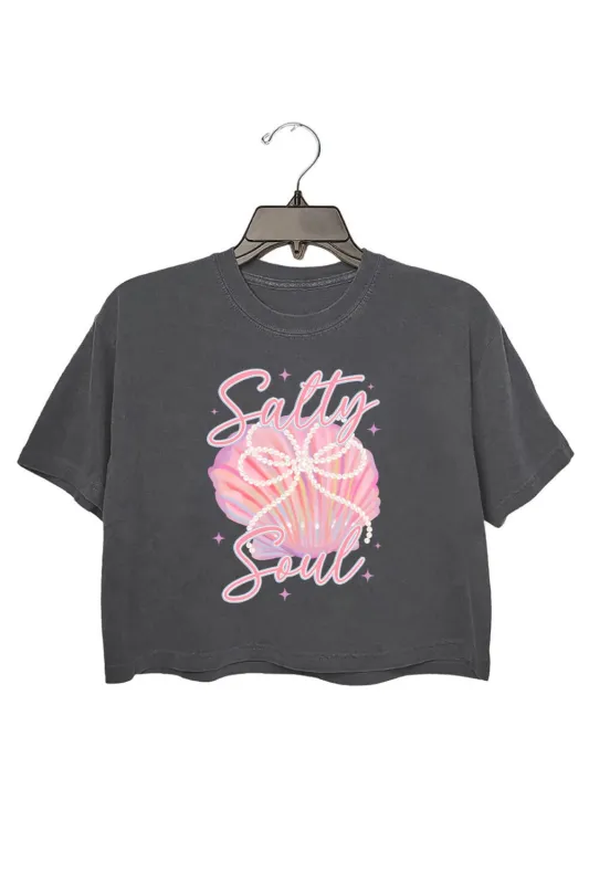 Clam Pearl Bow Salty Soul Crop Top For Women sold by Fancy Tees