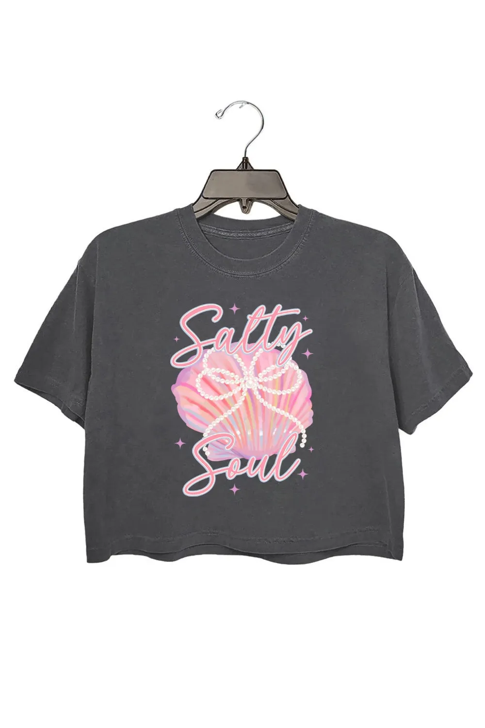 Clam Pearl Bow Salty Soul Crop Top For Women sold by Fancy Tees