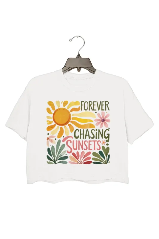 Forever Chasing Sunsets Watercolor Crop Top For Women sold by Fancy Tees